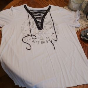 Affliction lace up tee